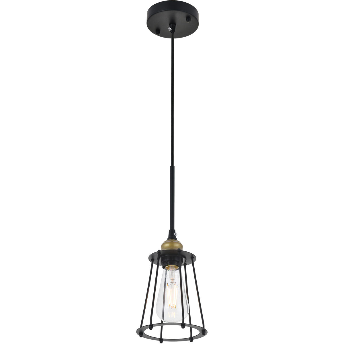 Phoenixville 1 Light 5.3 inch Brass and Black Pendant Ceiling Light