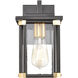 Gettysburg 1 Light 11 inch Matte Black with Brushed Brass Outdoor Sconce