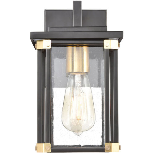 Gettysburg 1 Light 11 inch Matte Black with Brushed Brass Outdoor Wall Sconce