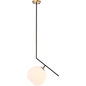 Monroe 1 Light 10 inch Black and Brass Pendant Ceiling Light