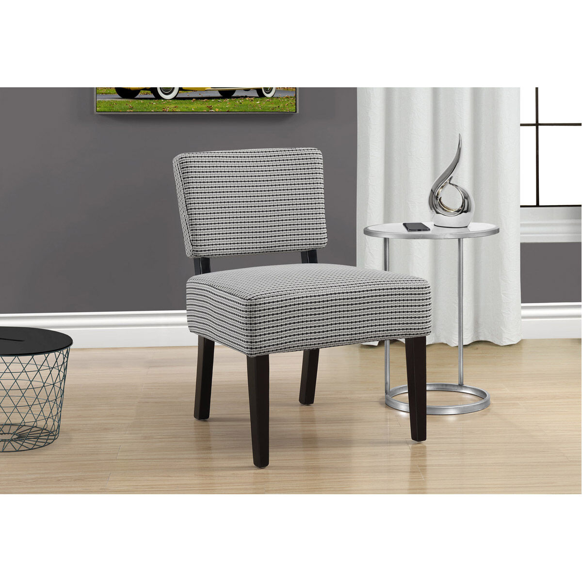 Bensalem Light Grey and Black Accent Chair