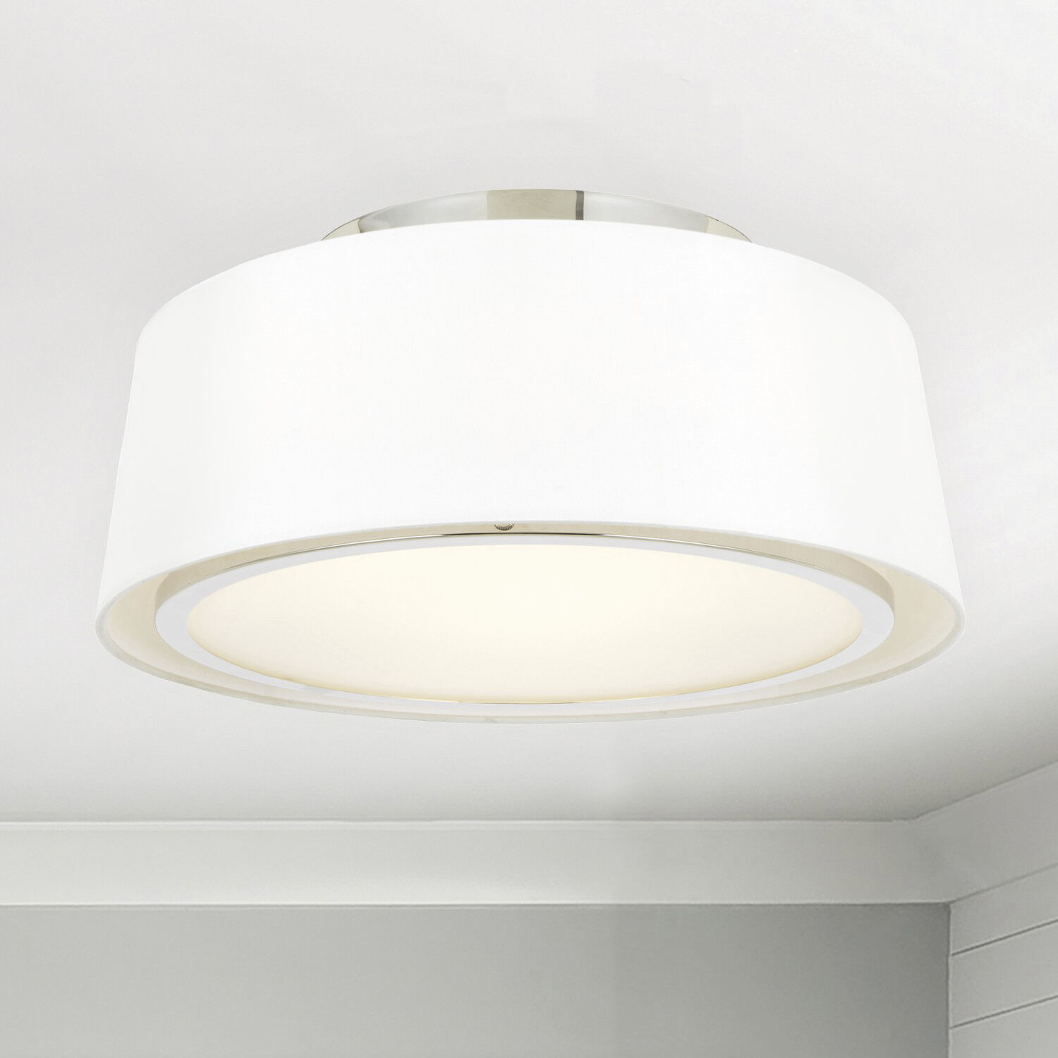 Stevens 2 Light 12 inch Polished Nickel Semi Flush Ceiling Light