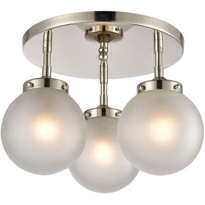 Altoona 3 Light 15 inch Polished Nickel with Frosted White Semi Flush Mount Ceiling Light