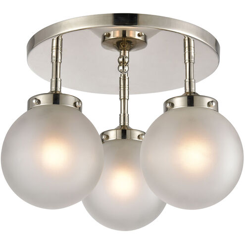 Altoona 3 Light 15 inch Polished Nickel with Frosted White Semi Flush Mount Ceiling Light