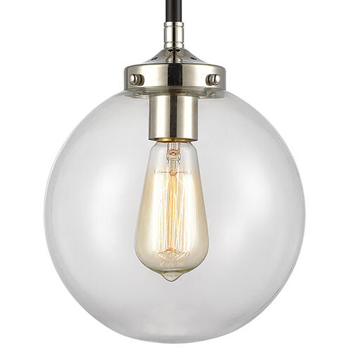 Altoona 1 Light 8 inch Matte Black with Polished Nickel and Clear Mini Pendant Ceiling Light