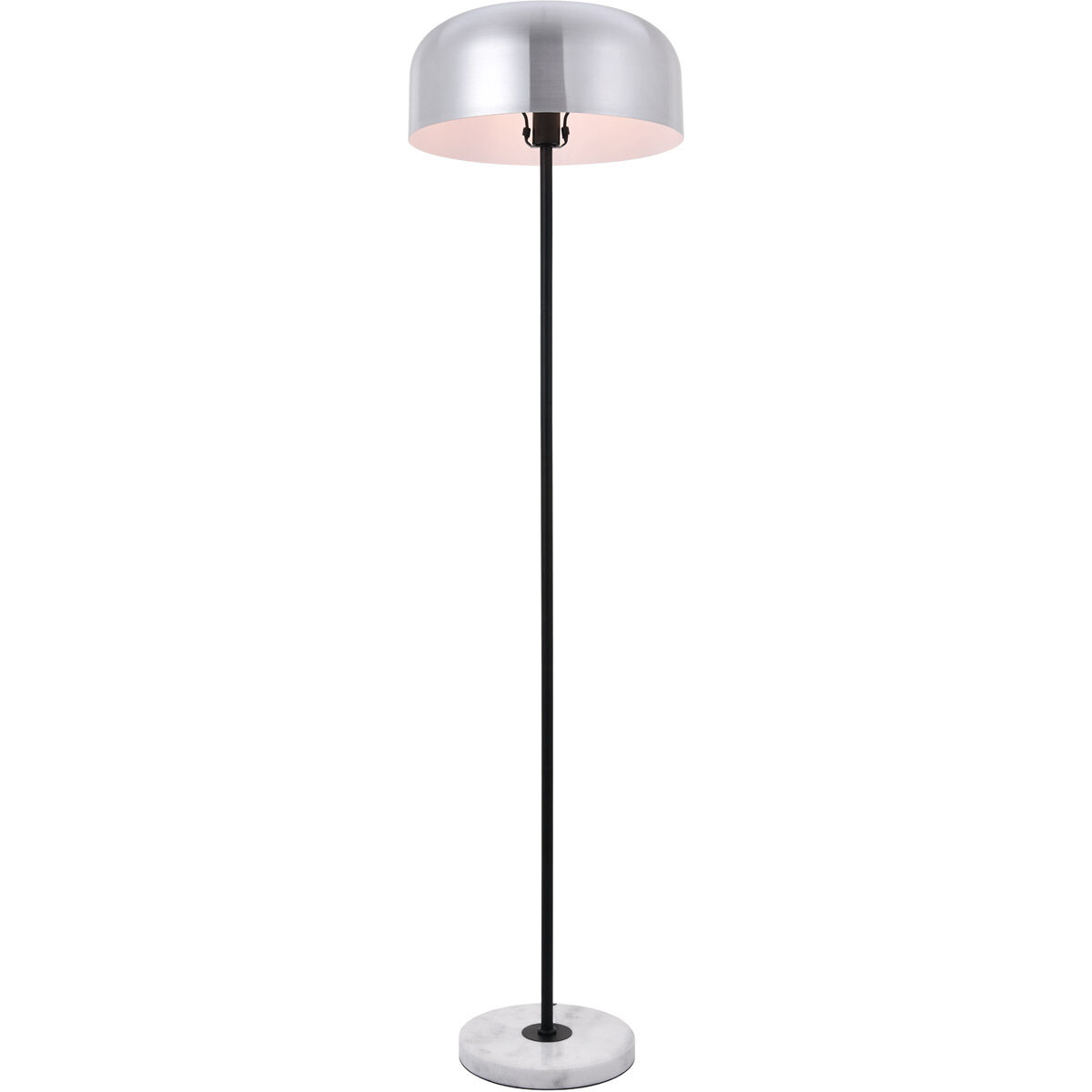 Peru 63 inch 40 watt Brushed Nickel and Black with White Marble Floor lamp Portable Light