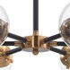 Altoona 6 Light 28 inch Antique Gold with Matte Black and Clear Chandelier Ceiling Light