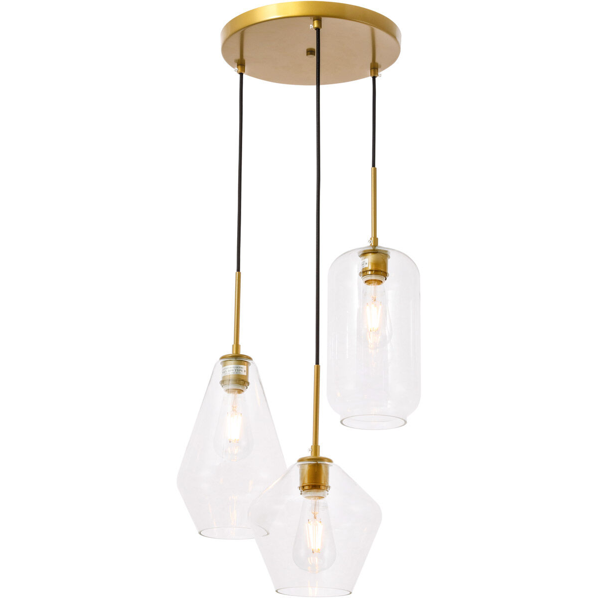 Rochester 3 Light 17 inch Brass Pendant Ceiling Light