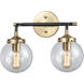 Altoona 2 Light 15 inch Antique Gold with Matte Black and Clear Vanity Light Wall Light