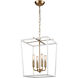 Nichols 4 Light 14 inch Aged Brass with White Pendant Ceiling Light