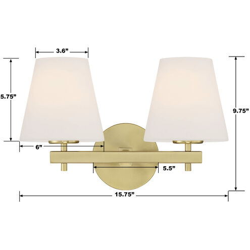 Harleigh 2 Light 15.75 inch Gold Bathroom Vanity Wall Light
