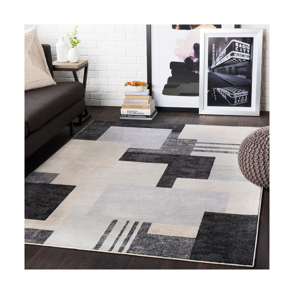 Islip 87 X 63 inch Black/Light Gray/Taupe/Beige/Khaki Rugs, Rectangle