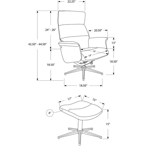 Peters Taupe Ottoman or Recliner, 2-Piece Set