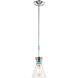 Pomfret 1 Light 6 inch Polished Chrome with Blue Mini Pendant Ceiling Light