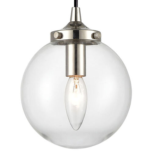 Altoona 1 Light 6 inch Matte Black with Polished Nickel and Clear Mini Pendant Ceiling Light