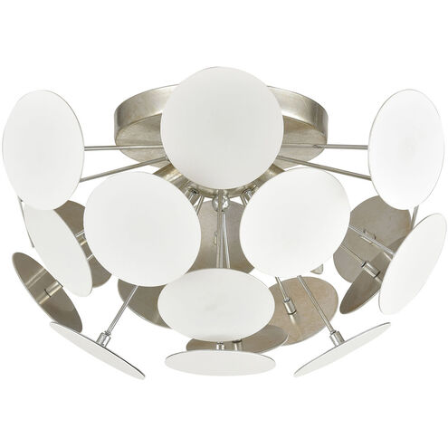 Walker 4 Light 18 inch Matte White with Silver Leaf Flush Mount Ceiling Light