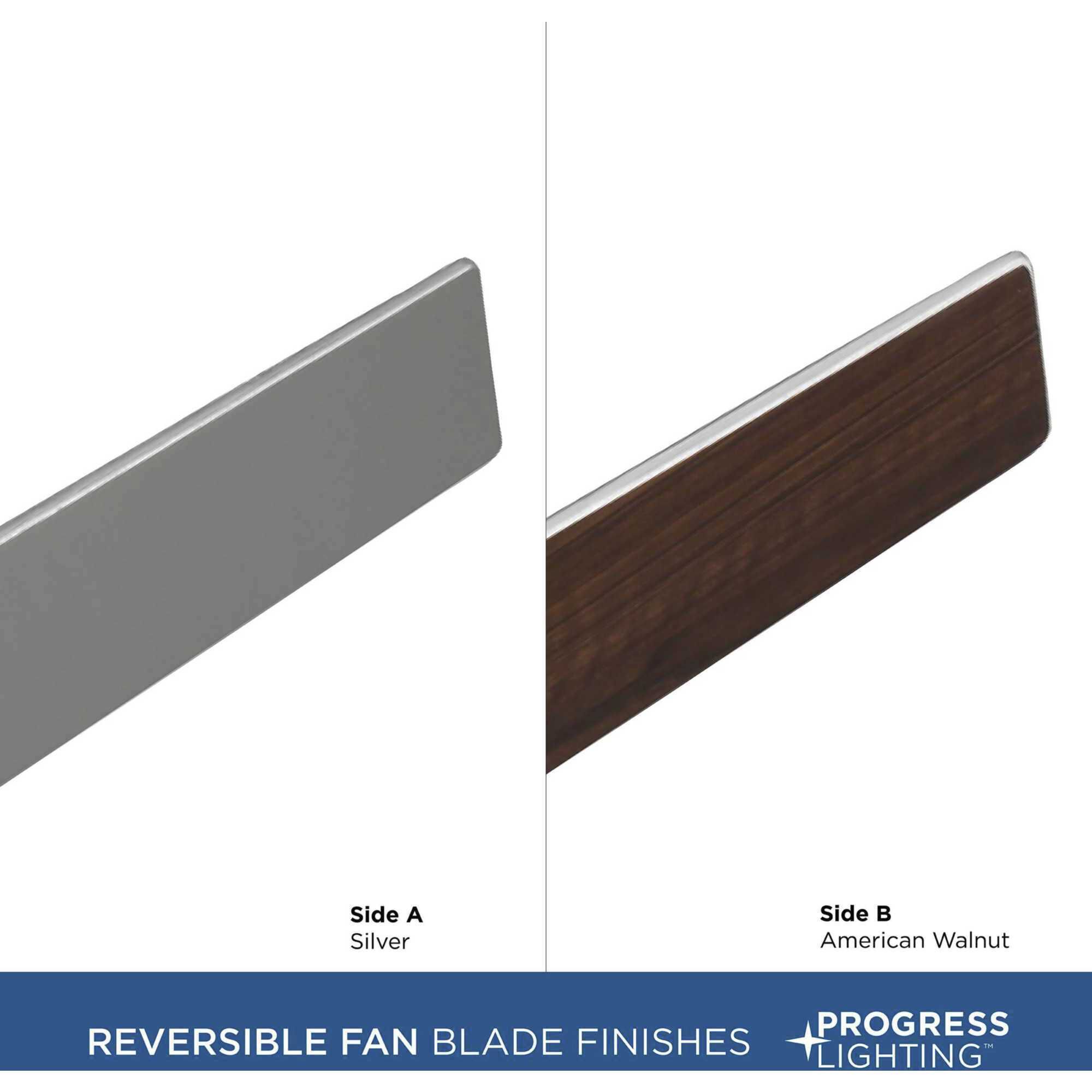 Chase 56 inch Brushed Nickel with Silver/American Walnut Blades Hugger Ceiling Fan, Progress LED