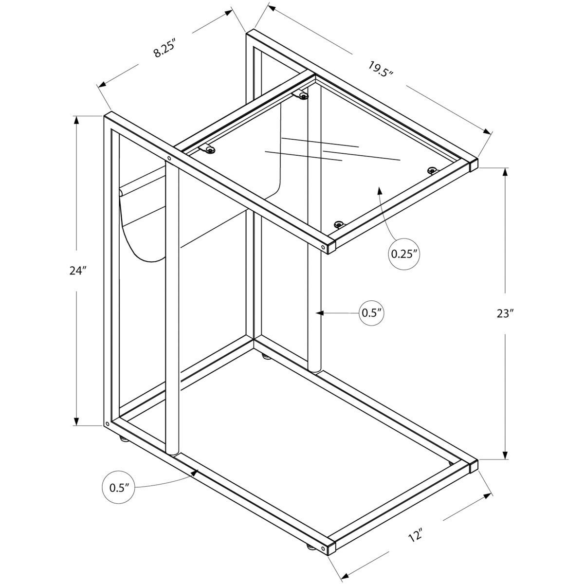 Croyle 24 X 20 inch Chrome and Clear Accent End Table or Magazine Table