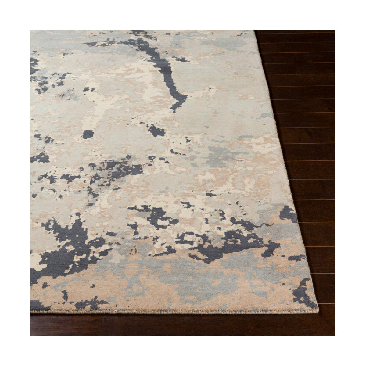 Stroudsburg 90 X 63 inch Ivory/Pale Blue/Light Gray/Taupe/Medium Gray/Camel Rugs, Wool and Nylon