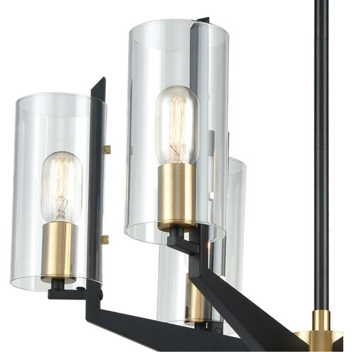 McKees 6 Light 26 inch Matte Black with Satin Brass Chandelier Ceiling Light