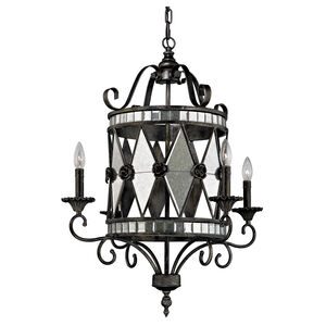 Tusten 4 Light 26 inch Distressed Black with Antique Mercury Chandelier Ceiling Light
