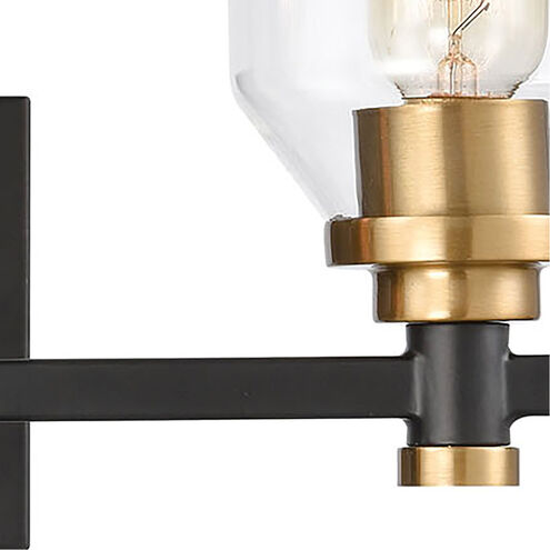 Monongahela 3 Light 20 inch Matte Black with Satin Brass Vanity Light Wall Light