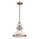 Pittsburgh 1 Light 13 inch Satin Nickel with White Pendant Ceiling Light
