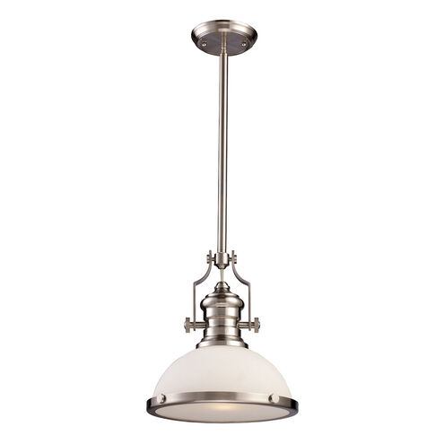 Pittsburgh 1 Light 13 inch Satin Nickel with White Pendant Ceiling Light