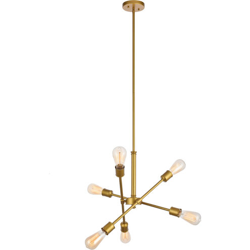 Newtown 6 Light 17 inch Brass Pendant Ceiling Light