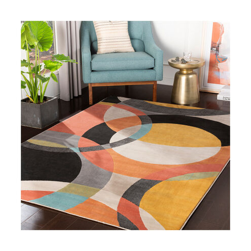 Islip 67 X 47 inch Mustard/Coral/Beige/Black/Aqua Rugs, Rectangle