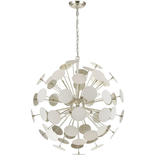 Walker 8 Light 28 inch Matte White with Silver Leaf Chandelier Ceiling Light