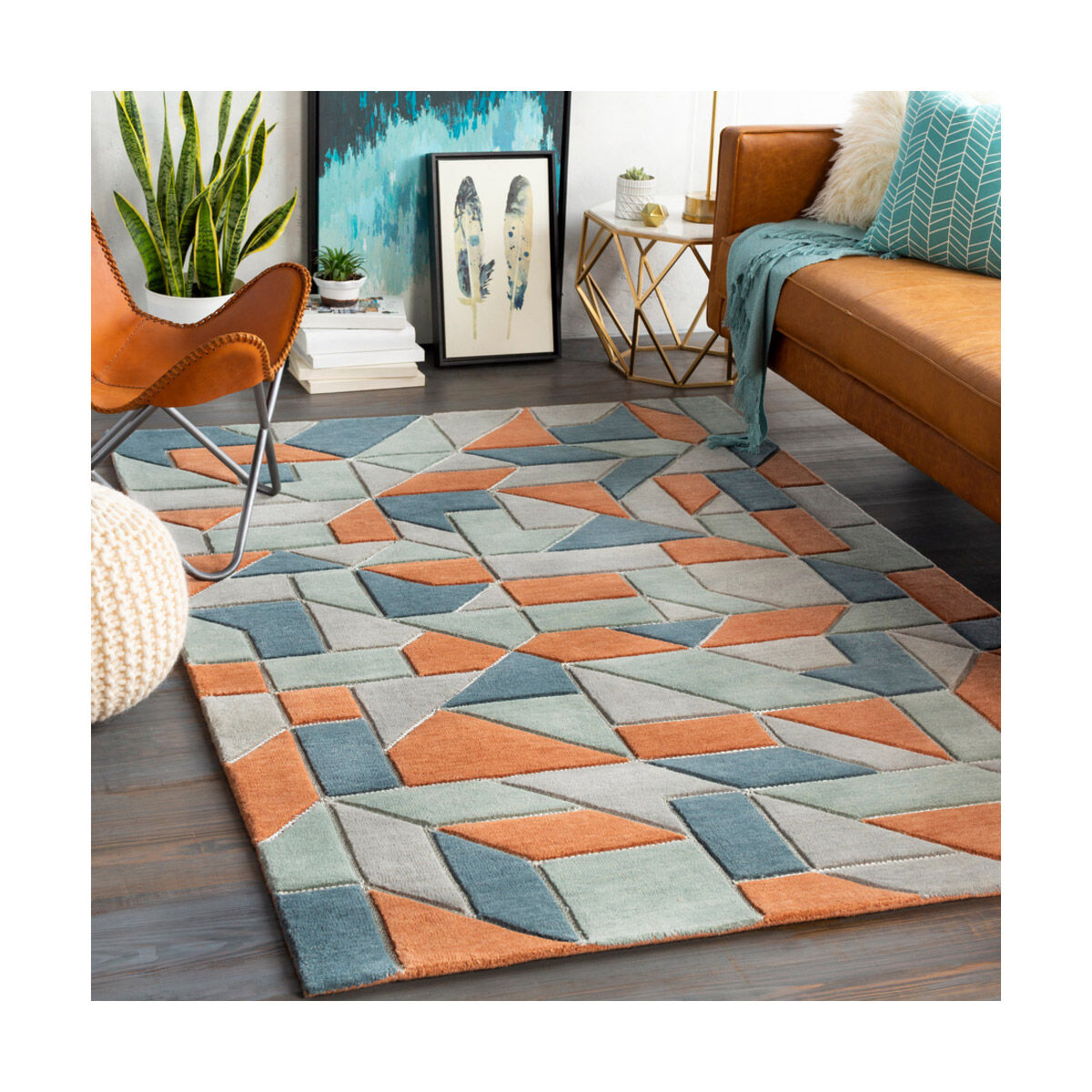 Easton 120 X 96 inch Peach/Sage/Charcoal/Light Gray/Ivory Rugs, Rectangle