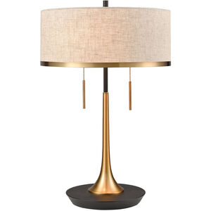 Galway 22 inch 60 watt Brass with Black Table Lamp Portable Light