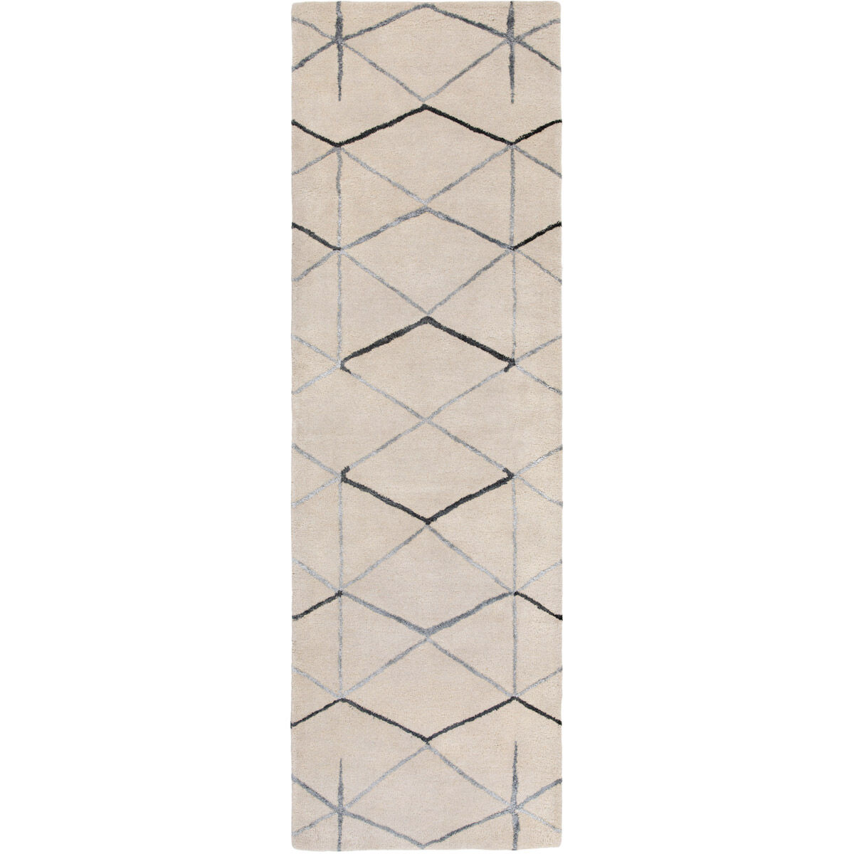 Rye 63 X 39 inch Medium Gray/Black/Ivory Rugs, Wool and Viscose