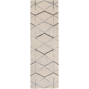 Rye 63 X 39 inch Medium Gray/Black/Ivory Rugs, Wool and Viscose