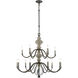 Middlesex 15 Light 36 inch Aged Black with Aged Gray and Clear Chandelier Ceiling Light