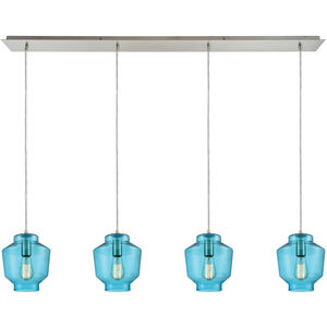Chambersburg 4 Light 46 inch Satin Nickel with Aqua Mini Pendant Ceiling Light