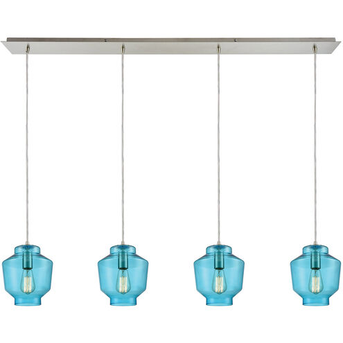 Chambersburg 4 Light 46 inch Satin Nickel with Aqua Mini Pendant Ceiling Light