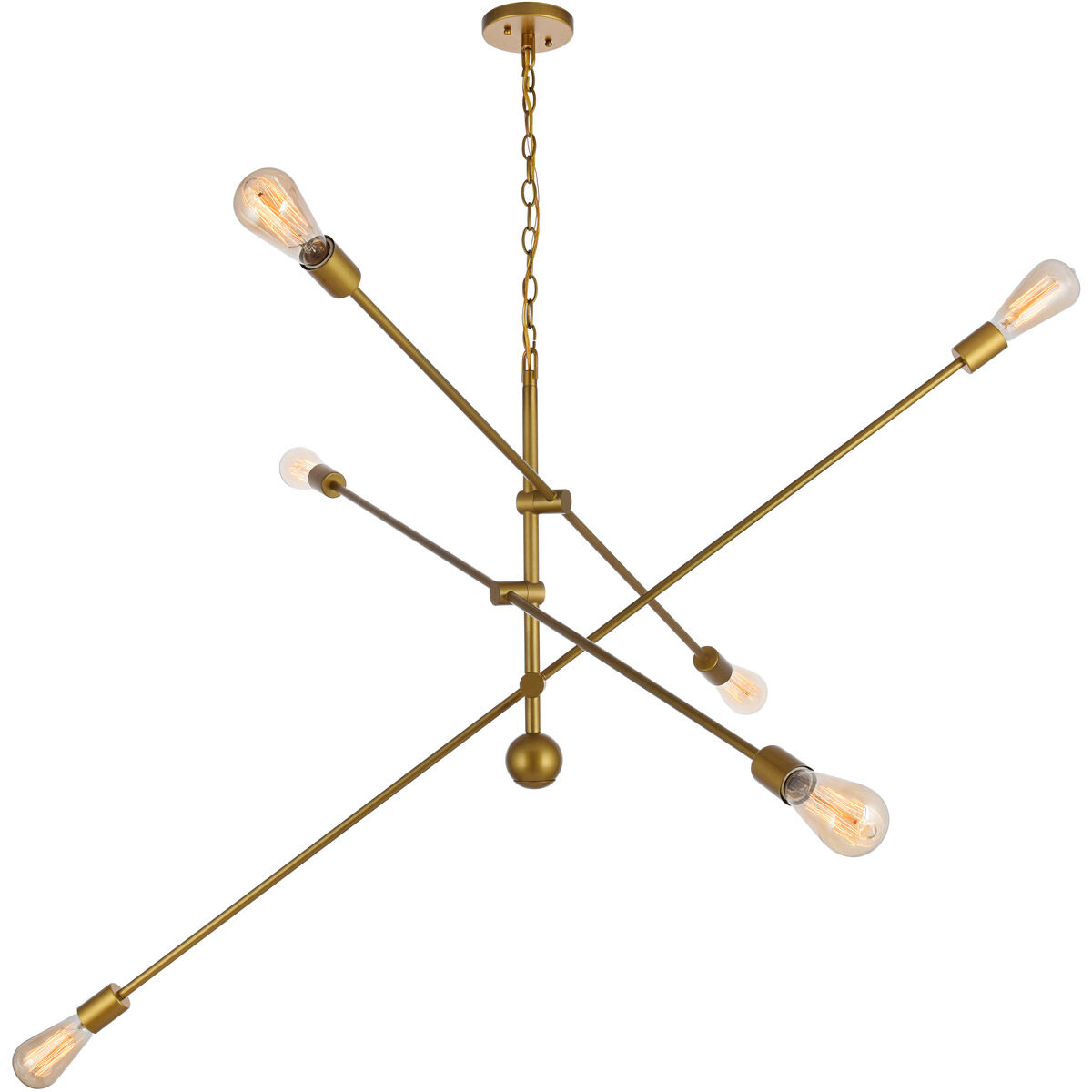 Newtown 6 Light 55 inch Brass Pendant Ceiling Light