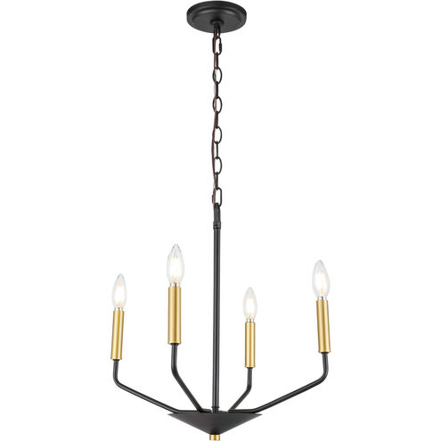 Geneseo 4 Light 18 inch Black and Brass Pendant Ceiling Light