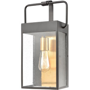 Forty Fort 1 Light 17 inch Matte Black with Brushed Brass Outdoor Wall Sconce
