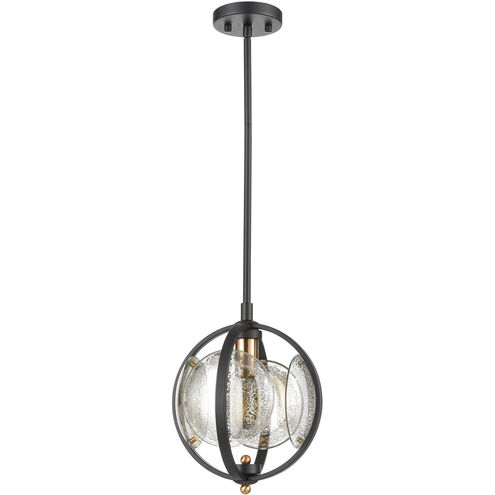 Homer 1 Light 10 inch Matte Black with Satin Brass Mini Pendant Ceiling Light