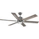 Huntington 60 inch Antique Nickel with Walnut/Driftwood Blades Ceiling Fan, Progress LED