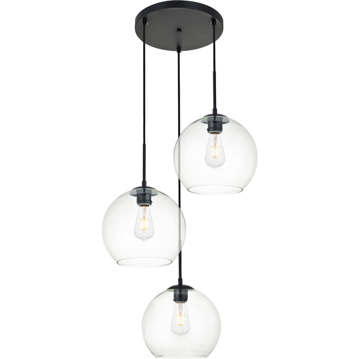 Huntington 3 Light 20.1 inch Black Pendant Ceiling Light