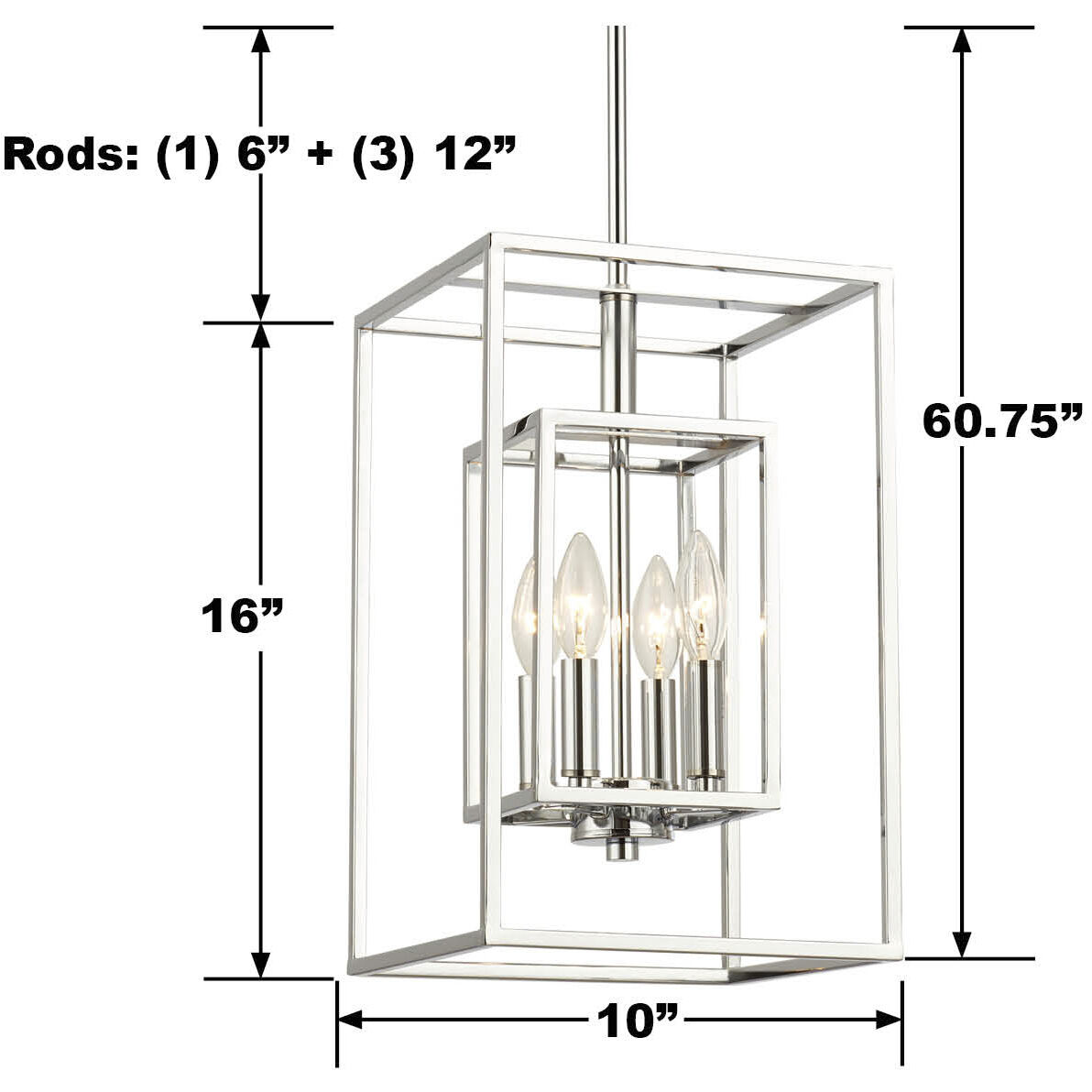 Dekalb 4 Light 10 inch Chrome Pendant Ceiling Light