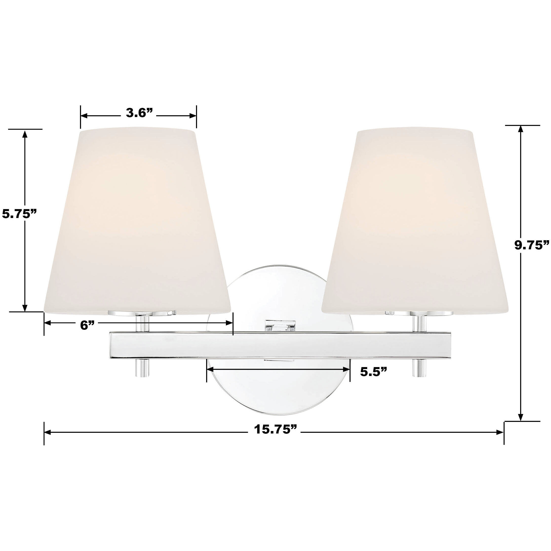 Harleigh 2 Light 15.75 inch Chrome Bathroom Vanity Wall Light