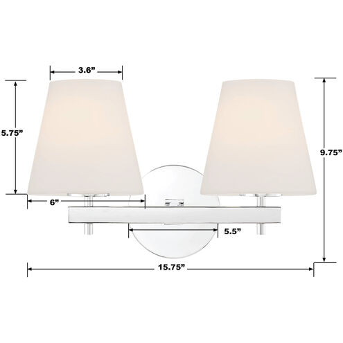 Harleigh 2 Light 15.75 inch Chrome Bathroom Vanity Wall Light