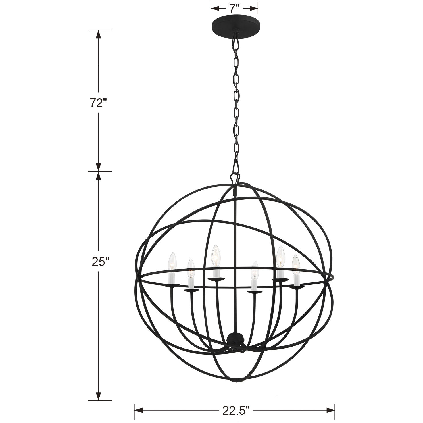 Addison 6 Light 22.5 inch Black Chandelier Ceiling Light