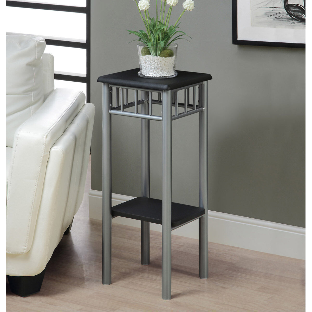 Downingtown Black and Silver Accent Table or Plant Stand