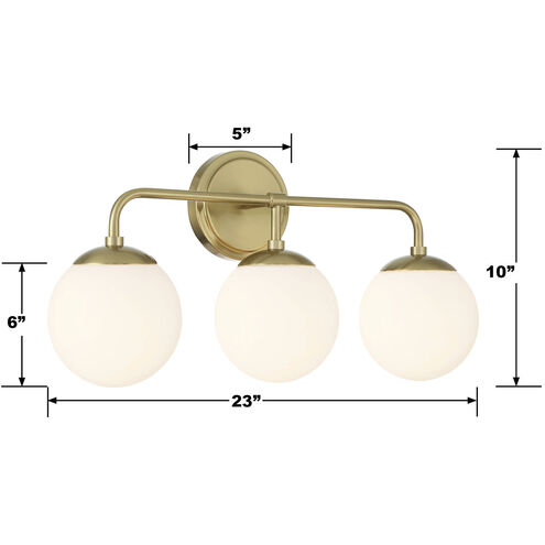 Upper St. Clair 3 Light 23 inch Gold Bathroom Vanity Wall Light